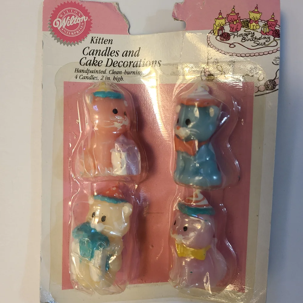 Wilton Kitten Candle Set in Pink, Blue, and White